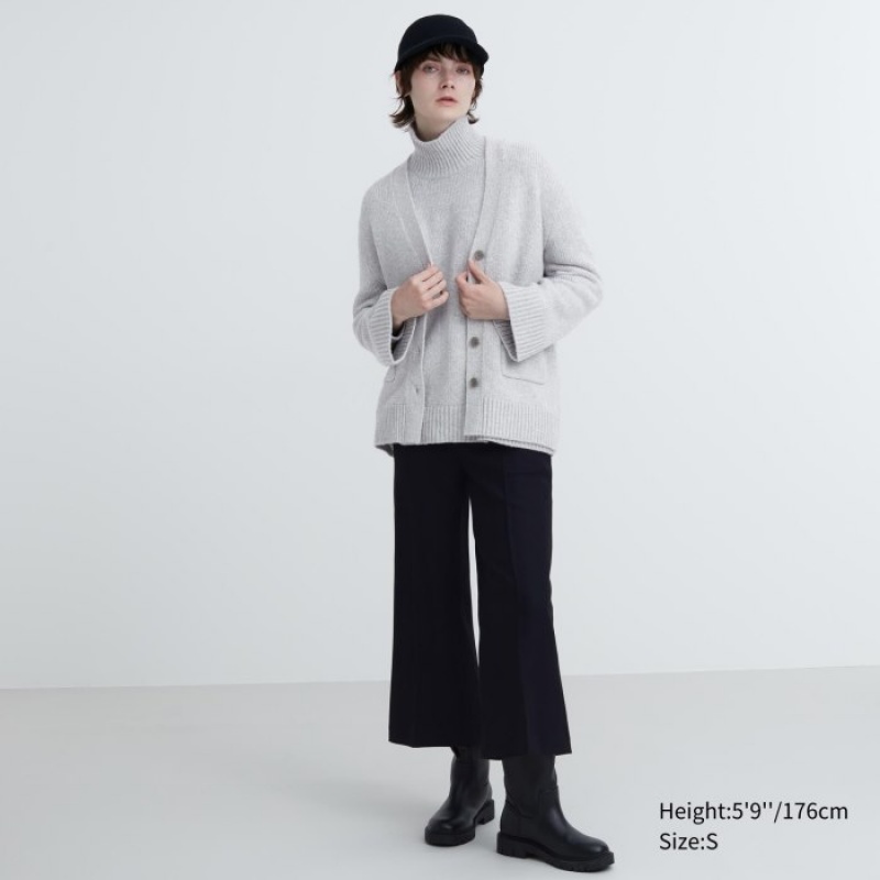 Uniqlo Soft Knit V-Neck Flare Long-Sleeve Cardigan Dames Geel | 9601063