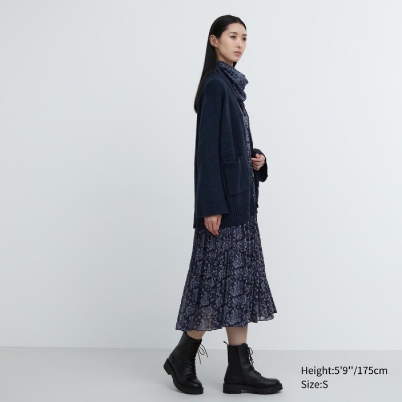 Uniqlo Soft Knit V-Neck Flare Long-Sleeve Cardigan Dames Geel | 9601063