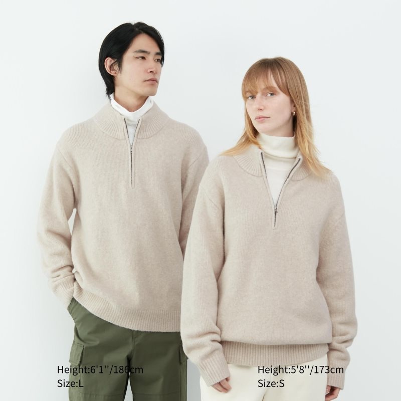 Uniqlo Souffle Yarn Long Sleeve Half-zip Truien Heren Donkerblauw | 5242057