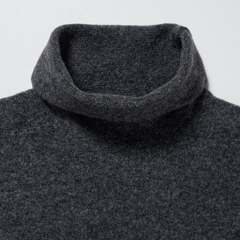 Uniqlo Souffle Yarn Turtleneck Jurk Dames Grijs | 9224607