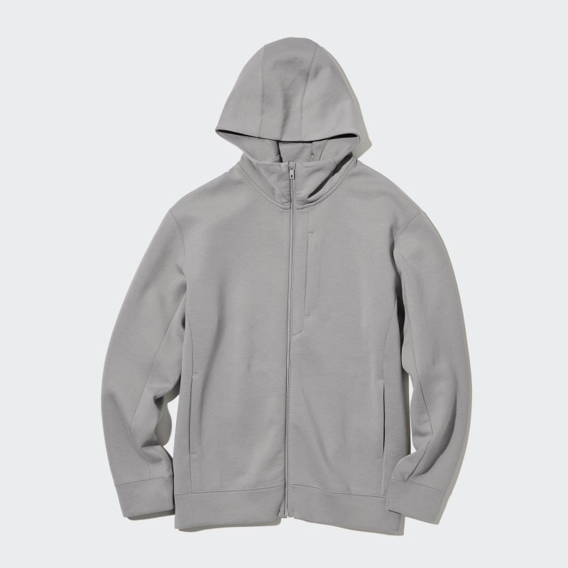 Uniqlo Stretch Dry Sweat Long-sleeve Full-zip Hoodie Heren Grijs | 7860917