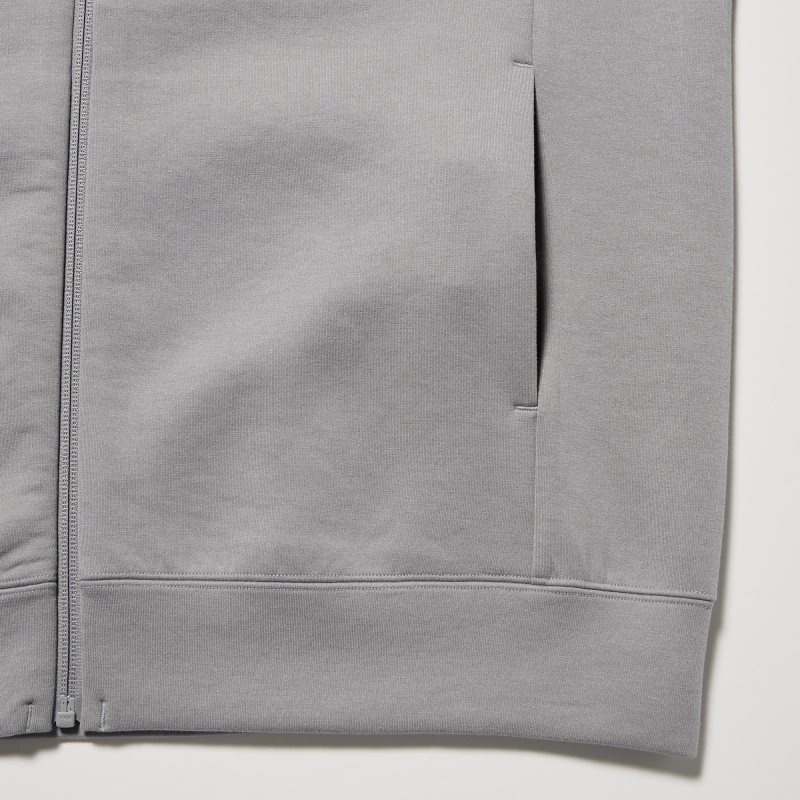 Uniqlo Stretch Dry Sweat Long-sleeve Full-zip Hoodie Heren Grijs | 7860917