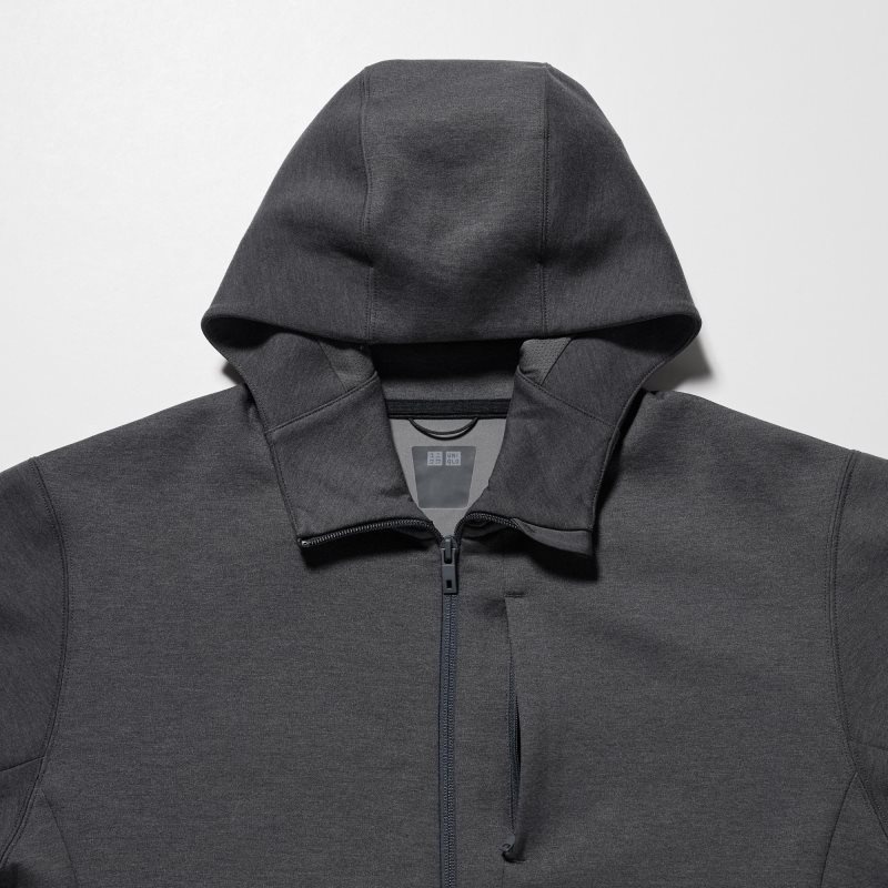 Uniqlo Stretch Dry Sweat Long-sleeve Full-zip Hoodie Heren Zwart | 2298448
