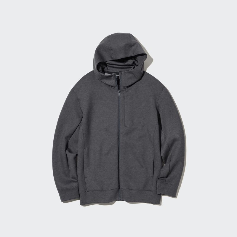 Uniqlo Stretch Dry Sweat Long-sleeve Full-zip Hoodie Heren Grijs | 5054723