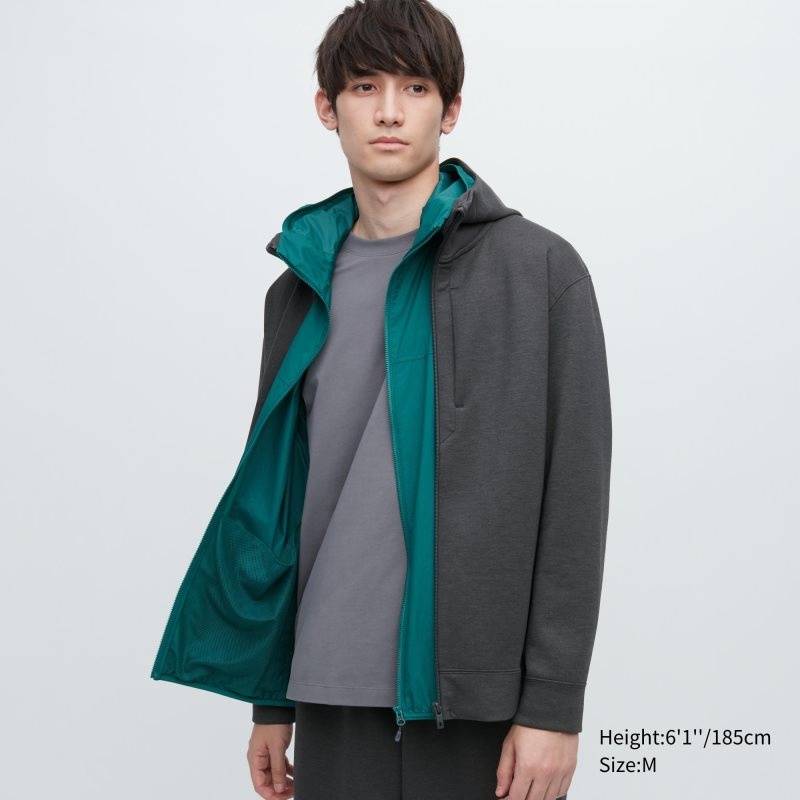 Uniqlo Stretch Dry Sweat Long-sleeve Full-zip Hoodie Heren Grijs | 5054723