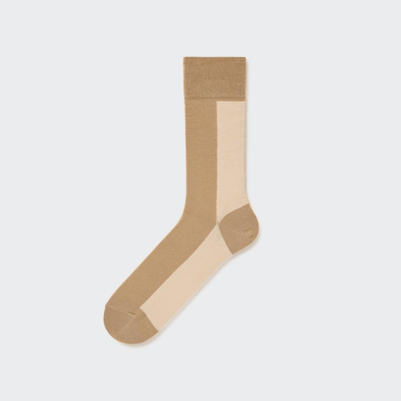 Uniqlo Striped Sokken Heren Beige | 5682165