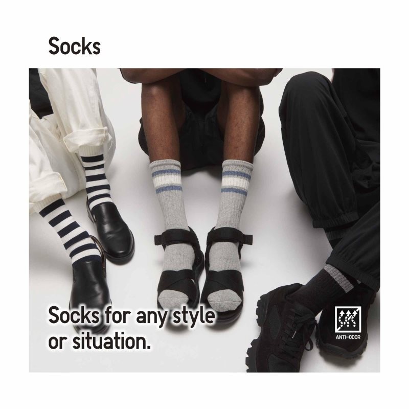 Uniqlo Striped Sokken Heren Grijs | 1964524