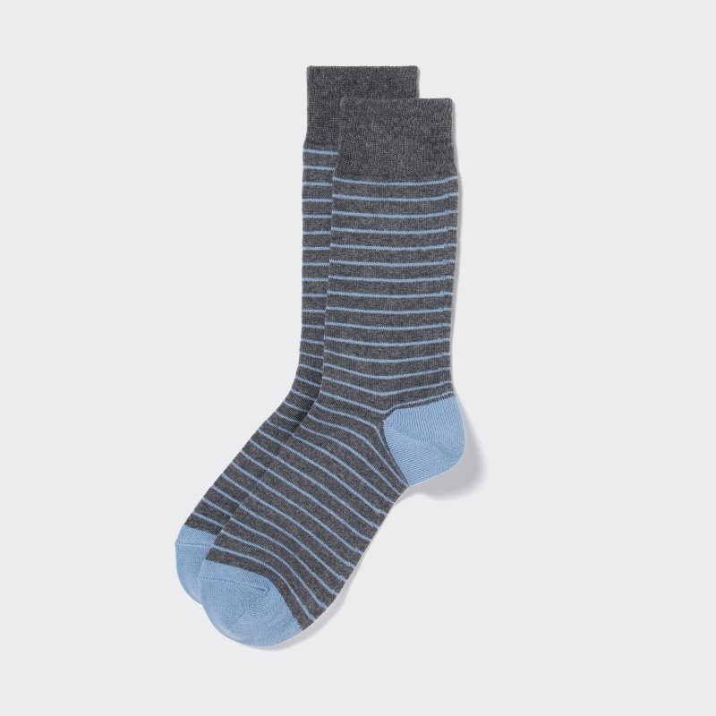 Uniqlo Striped Sokken Heren Grijs | 503744