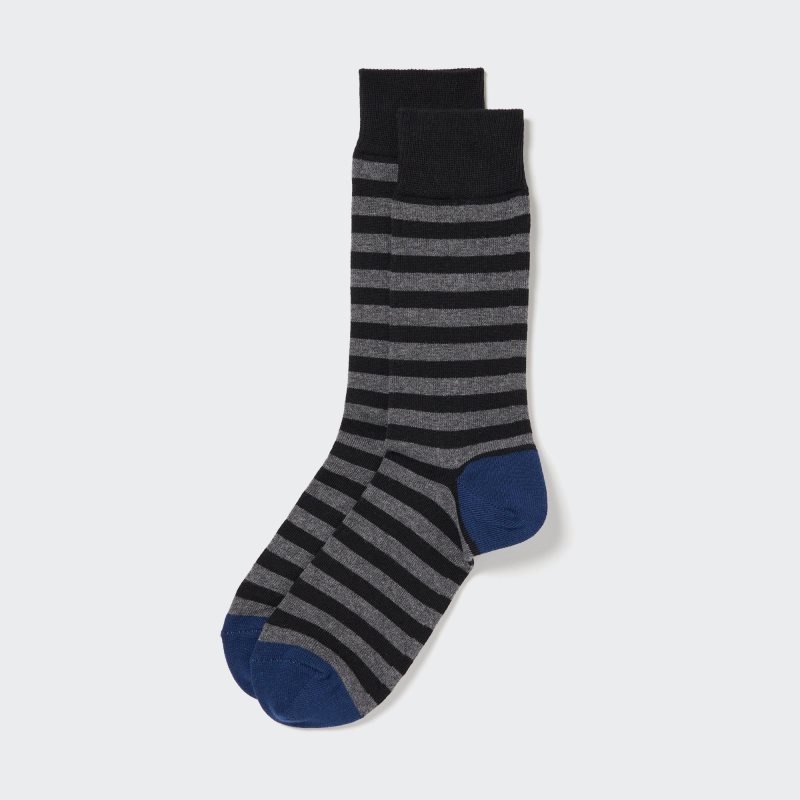 Uniqlo Striped Sokken Heren Zwart | 540284
