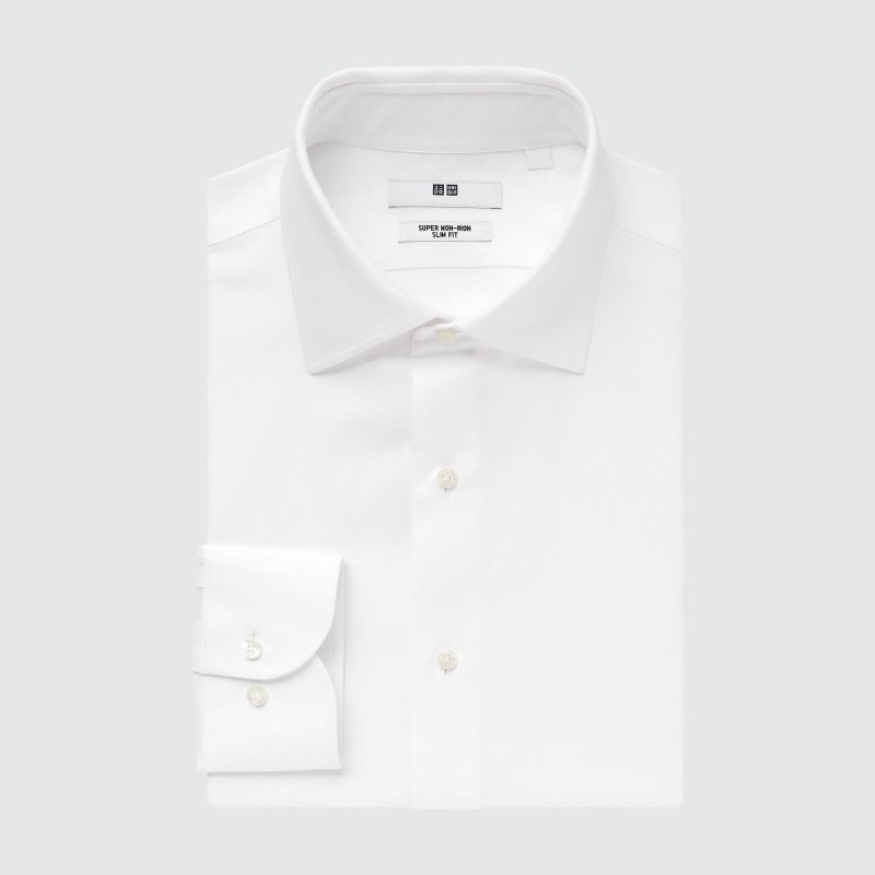 Uniqlo Super Non-iron Slim-fit Long-sleeve Semi-wide Collar Overhemd Heren Wit | 4411638