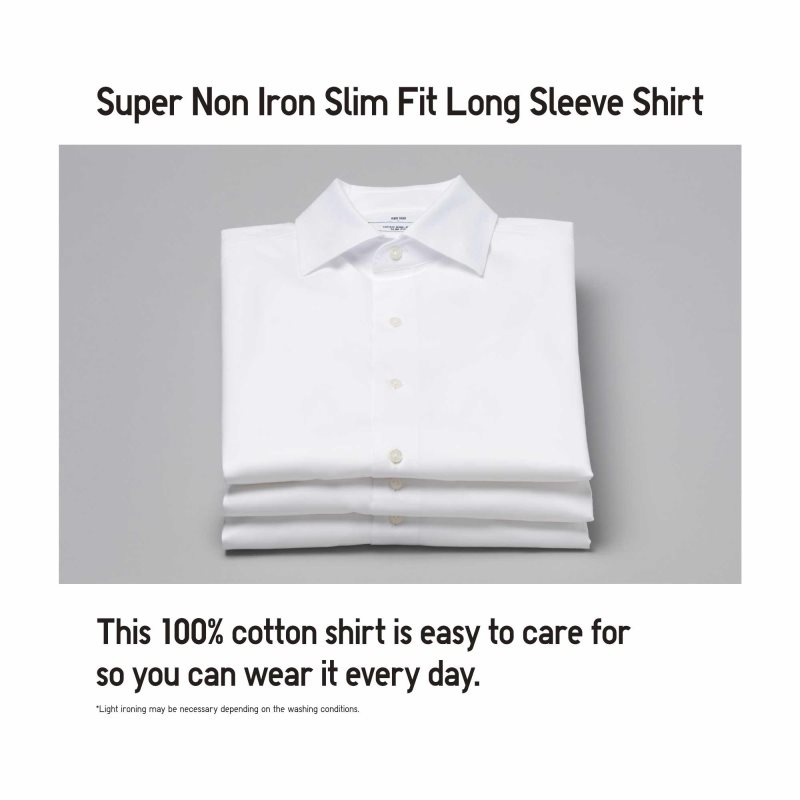 Uniqlo Super Non-iron Slim-fit Long-sleeve Semi-wide Collar Overhemd Heren Zwart | 1127493