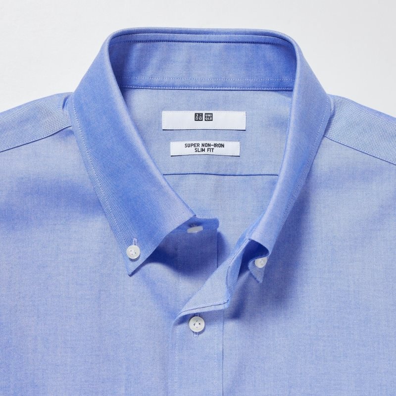 Uniqlo Super Non-iron Slim-fit Long-sleeve Button Down Collar Overhemd Heren Blauw | 7611325