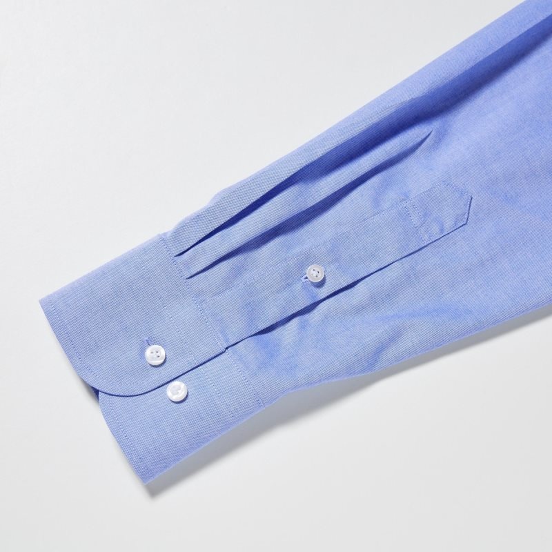 Uniqlo Super Non-iron Slim-fit Long-sleeve Button Down Collar Overhemd Heren Blauw | 7611325