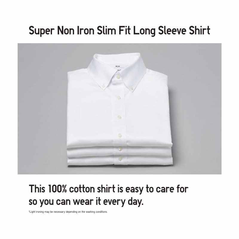 Uniqlo Super Non-iron Slim-fit Long-sleeve Button Down Collar Overhemd Heren Blauw | 7611325