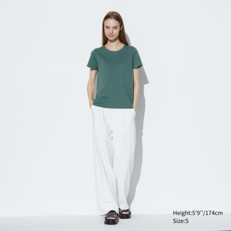 Uniqlo Supima Cotton Crew Neck Short Sleeve T-shirts Dames Roze | 3869913