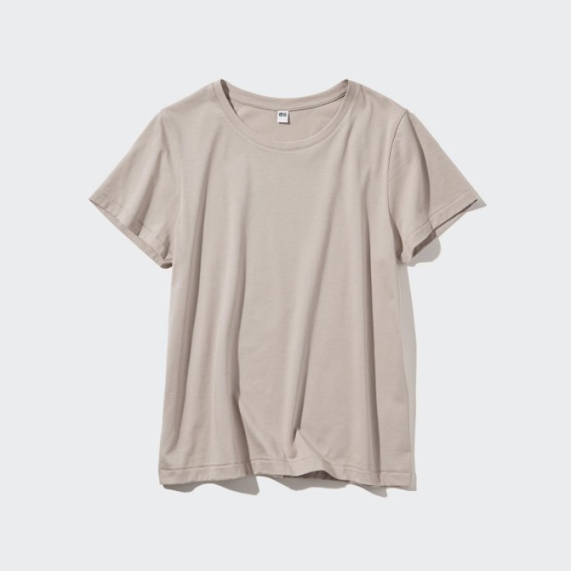 Uniqlo Supima Cotton Crew Neck Short Sleeve T-shirts Dames Roze | 3869913