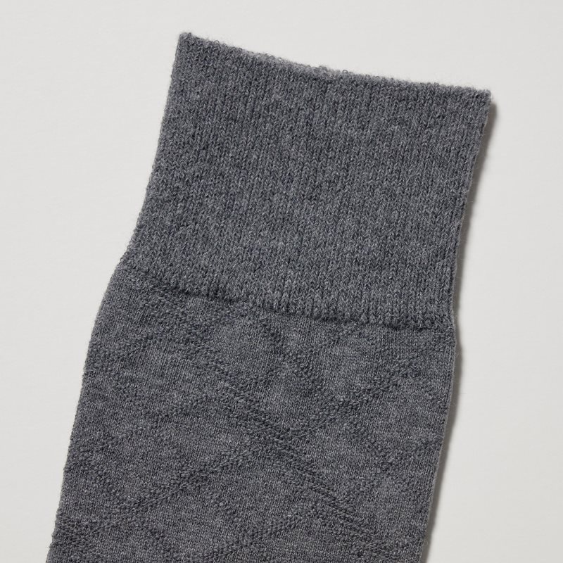 Uniqlo Supima Cotton Links Checked Sokken Heren Grijs | 4920537