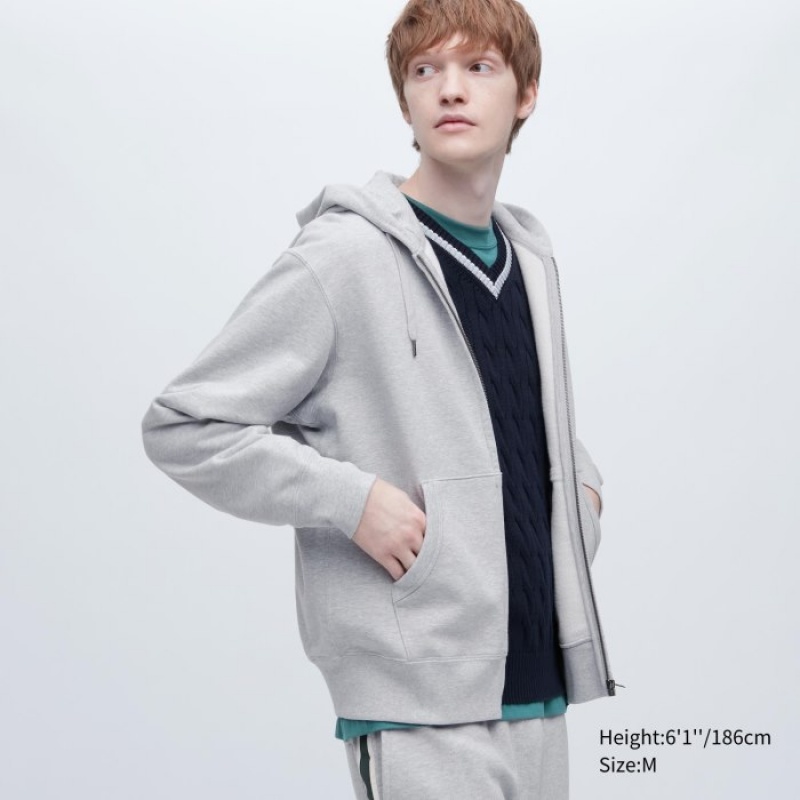 Uniqlo Sweat Full-Zip Long-Sleeve Hoodie Dames Grijs | 7889328