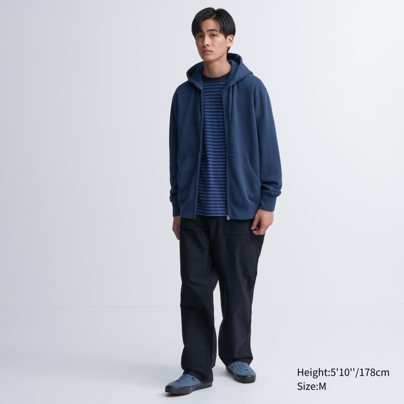 Uniqlo Sweat Long-sleeve Full-zip Hoodie Heren Blauw | 720007
