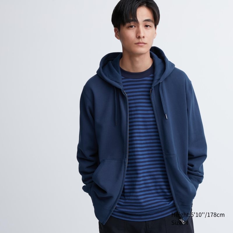 Uniqlo Sweat Long-sleeve Full-zip Hoodie Heren Blauw | 720007