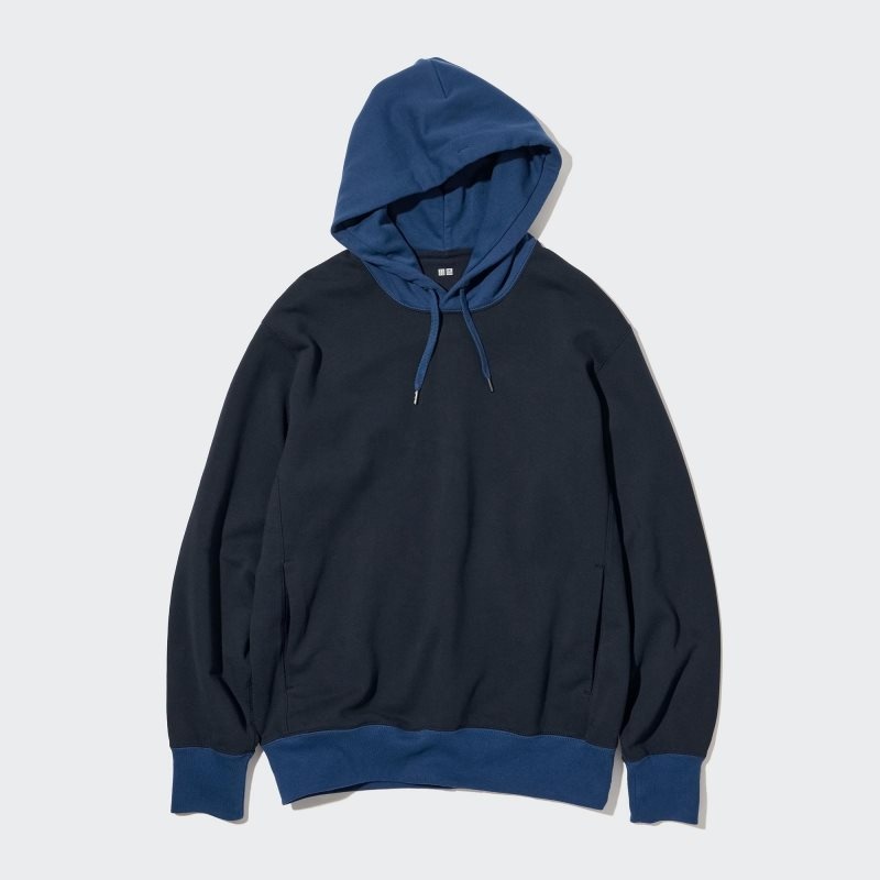 Uniqlo Sweat Long-sleeve Pullover Color Block Hoodie Heren Blauw | 1403172