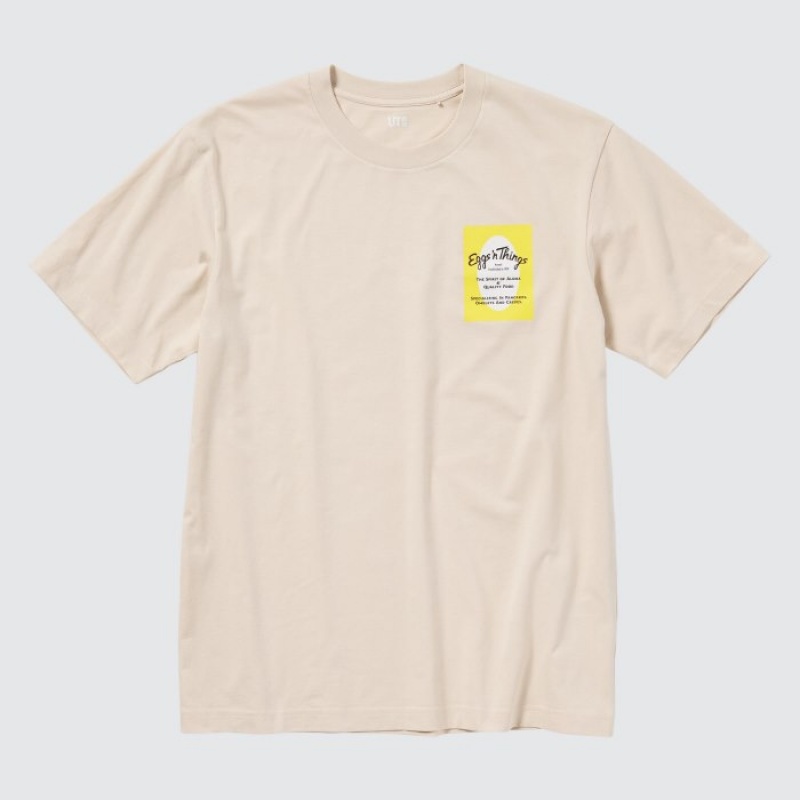Uniqlo The Brands Hawaii UT Short-Sleeve Eggs 'n Things T-shirts Dames Beige | 5215930