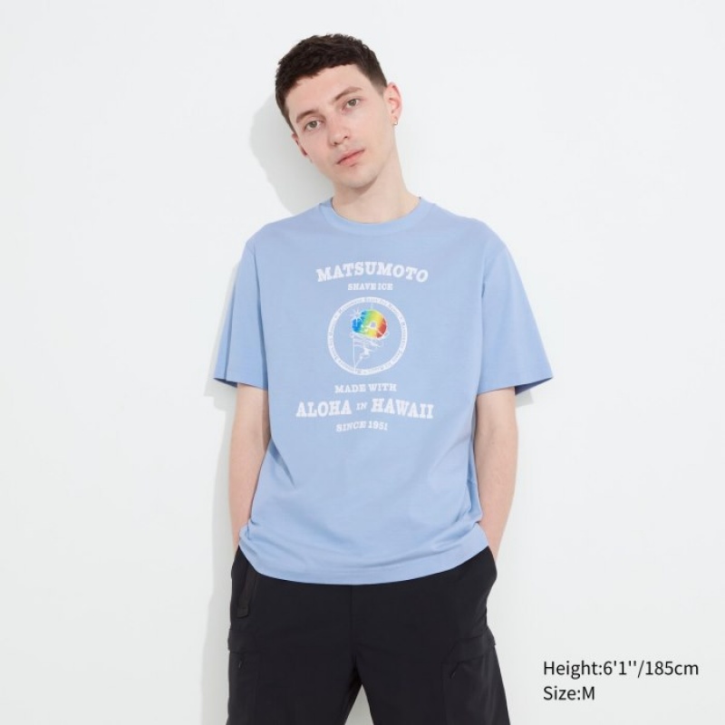 Uniqlo The Brands Hawaii UT Short-Sleeve Matsumoto Shave Ice T-shirts Dames Blauw | 2732374