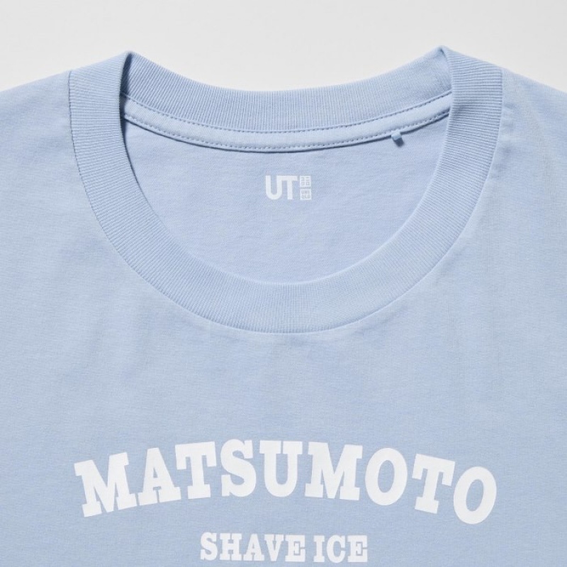 Uniqlo The Brands Hawaii UT Short-Sleeve Matsumoto Shave Ice T-shirts Dames Blauw | 2732374