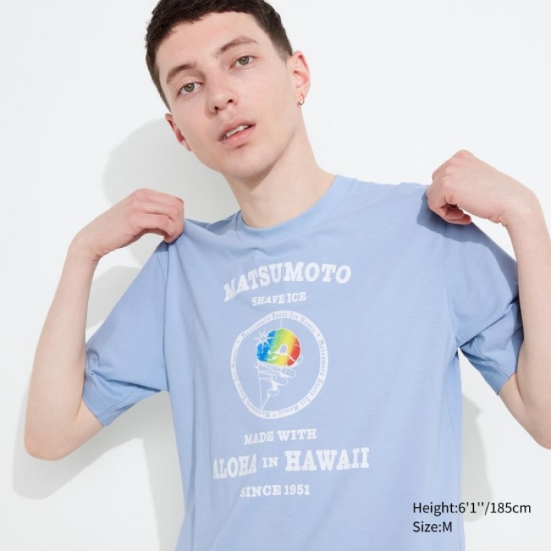Uniqlo The Brands Hawaii UT Short-Sleeve Matsumoto Shave Ice T-shirts Dames Blauw | 2732374