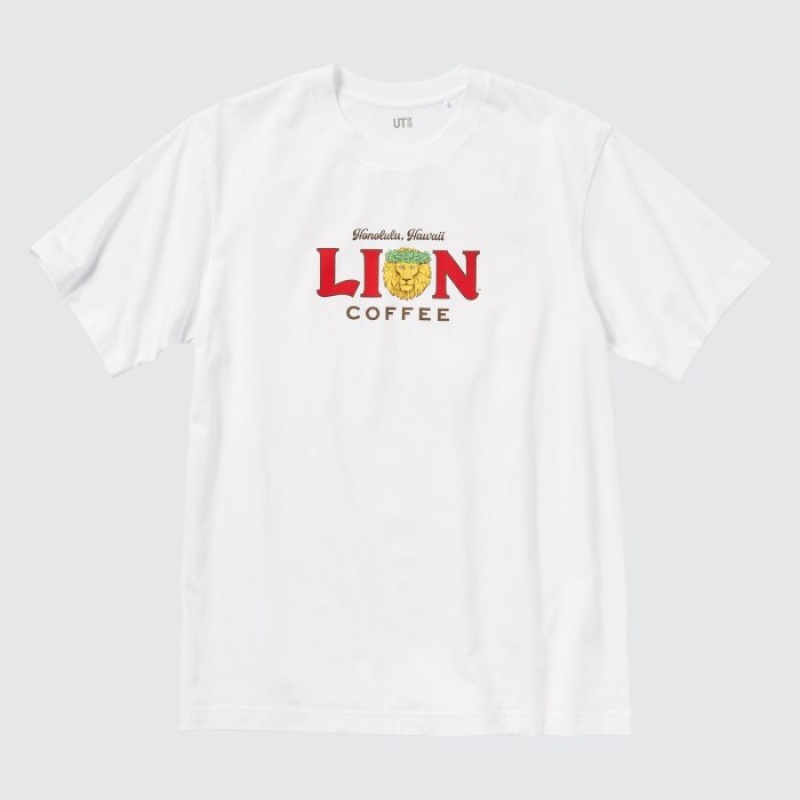 Uniqlo The Brands Hawaii UT Short-Sleeve Lion Coffee T-shirts Dames Wit | 2237122