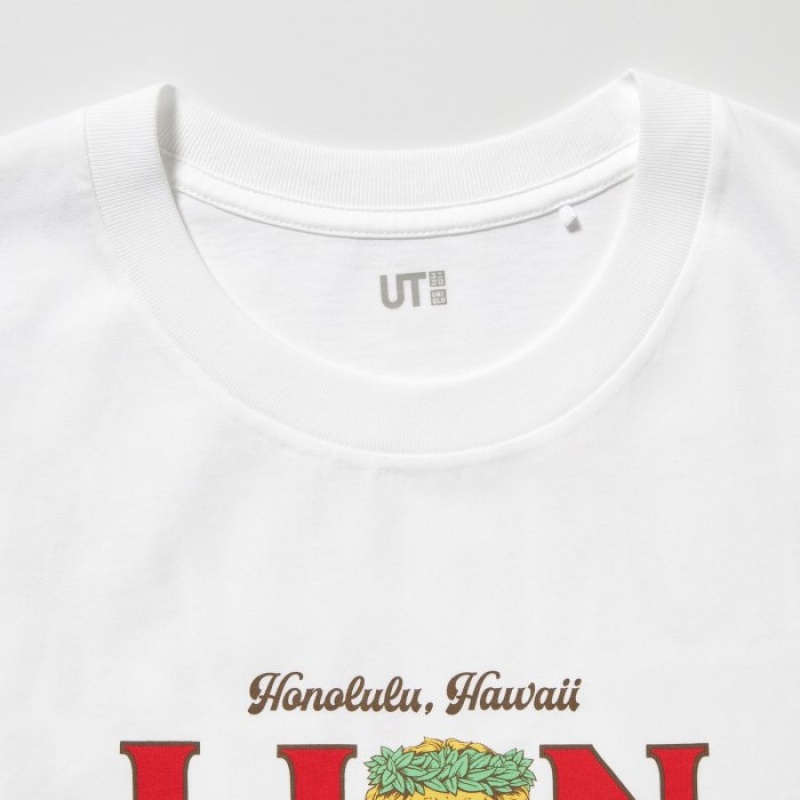Uniqlo The Brands Hawaii UT Short-Sleeve Lion Coffee T-shirts Dames Wit | 2237122