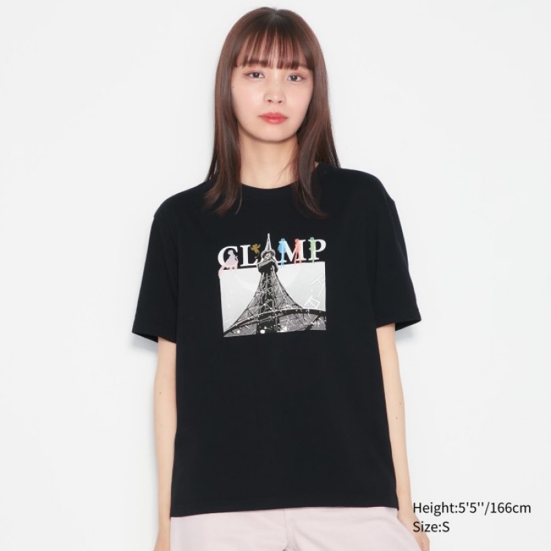 Uniqlo The World of CLAMP UT Short Sleeve T-shirts Dames Zwart | 8023372