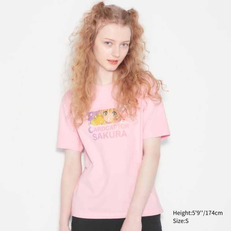 Uniqlo The World of CLAMP UT Short Sleeve T-shirts Dames Roze | 1652212