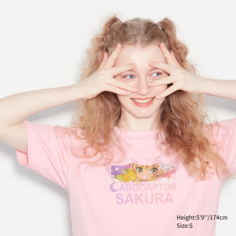 Uniqlo The World of CLAMP UT Short Sleeve T-shirts Dames Roze | 1652212
