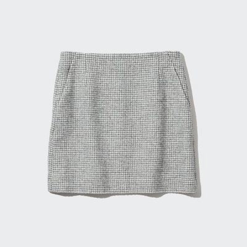 Uniqlo Tweed Mini Rokken Dames Grijs | 4175722