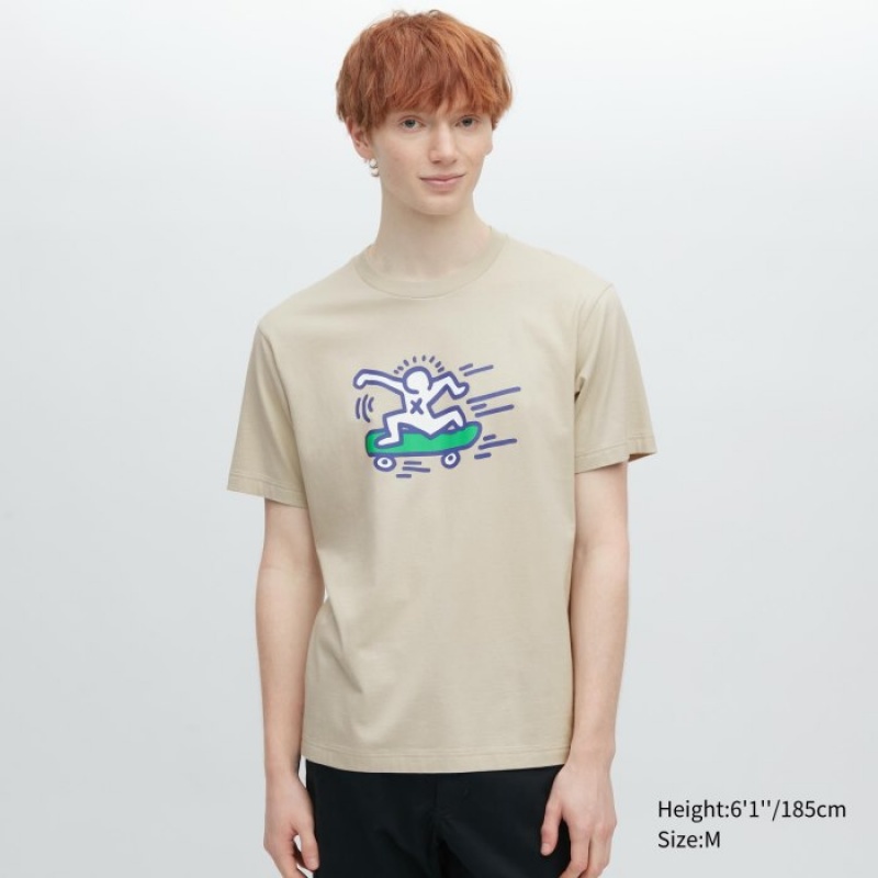 Uniqlo UT Archive UT Short Sleeve Keith Haring T-shirts Dames Beige | 6417187