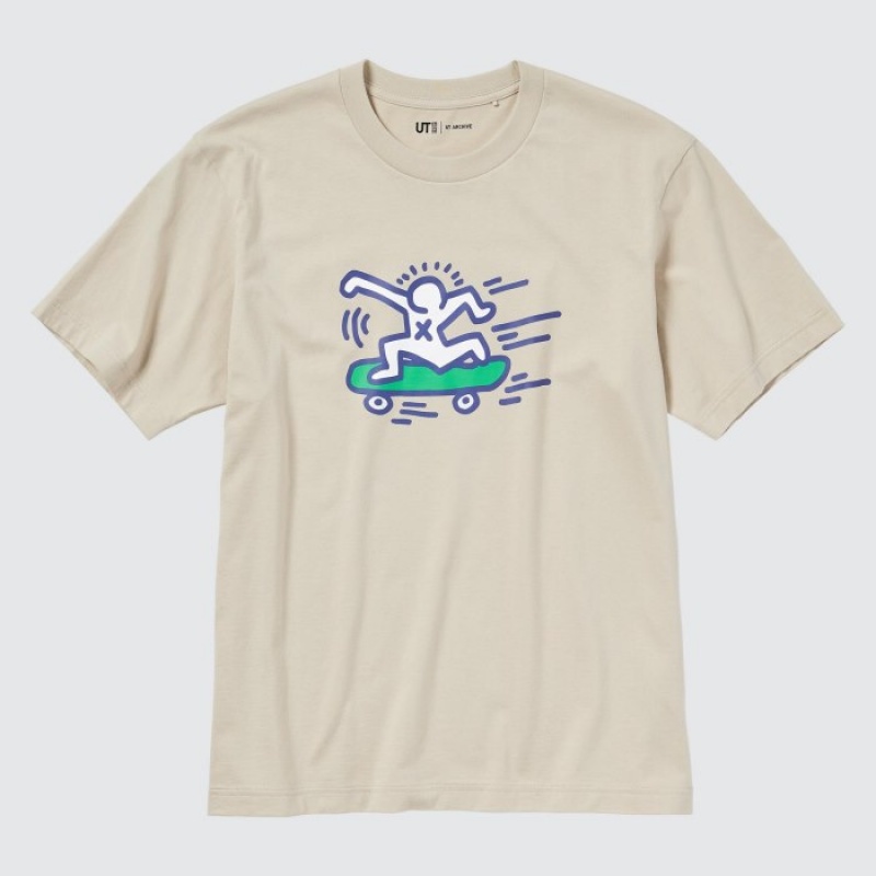 Uniqlo UT Archive UT Short Sleeve Keith Haring T-shirts Dames Beige | 6417187