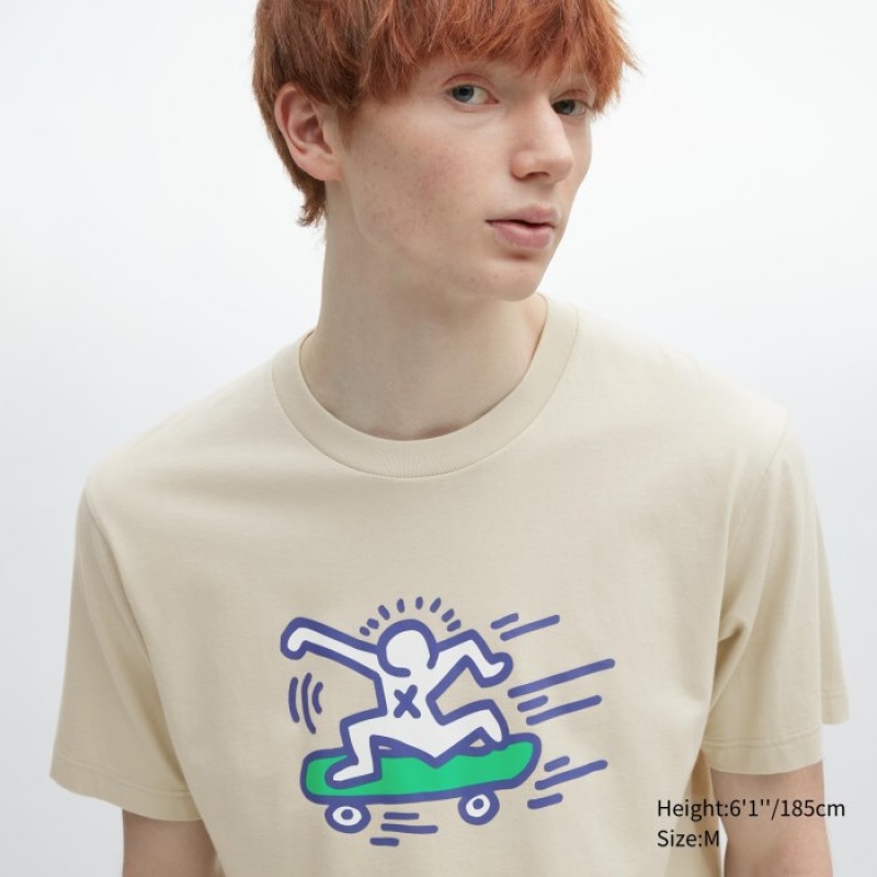Uniqlo UT Archive UT Short Sleeve Keith Haring T-shirts Dames Beige | 6417187