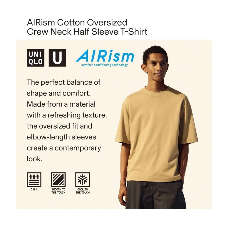 Uniqlo U AIRism Cotton Oversized Crew Neck Half-Sleeve T-shirts Heren Wit | 7426697
