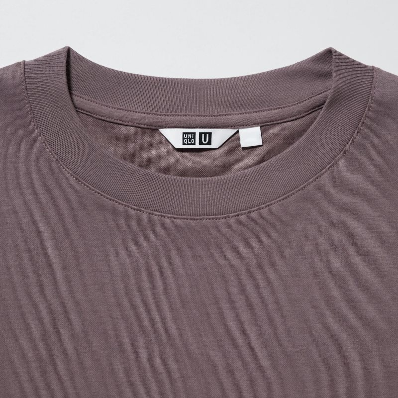Uniqlo U AIRism Cotton Oversized Crew Neck Half-Sleeve T-shirts Heren Paars | 9754209
