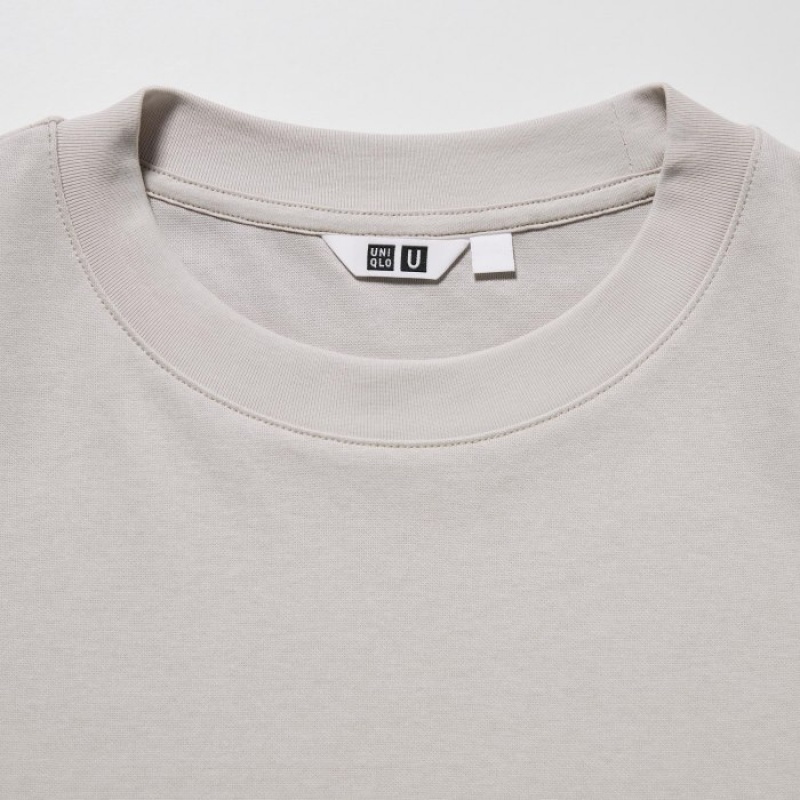 Uniqlo U AIRism Cotton Oversized Crew Neck Half-Sleeve T-shirts Dames Paars | 2591837