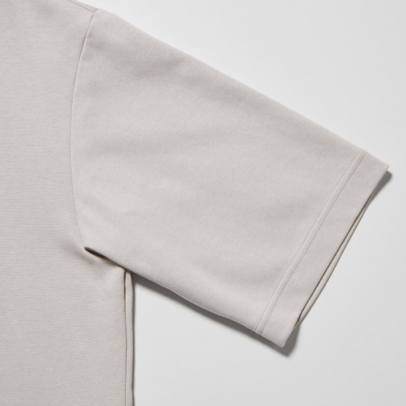 Uniqlo U AIRism Cotton Oversized Crew Neck Half-Sleeve T-shirts Dames Paars | 2591837