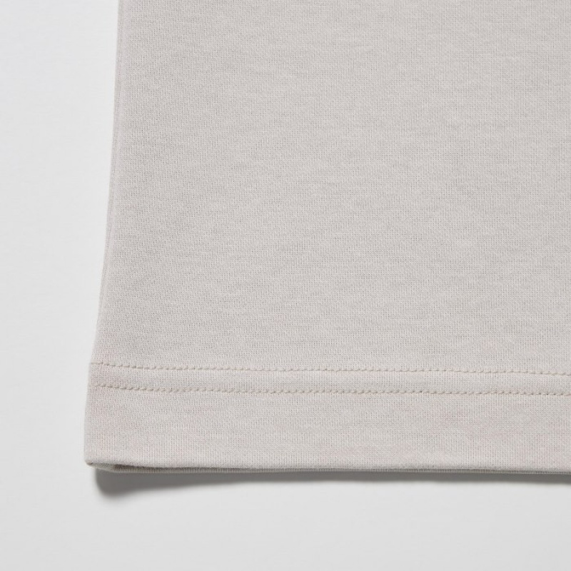 Uniqlo U AIRism Cotton Oversized Crew Neck Half-Sleeve T-shirts Dames Paars | 2591837