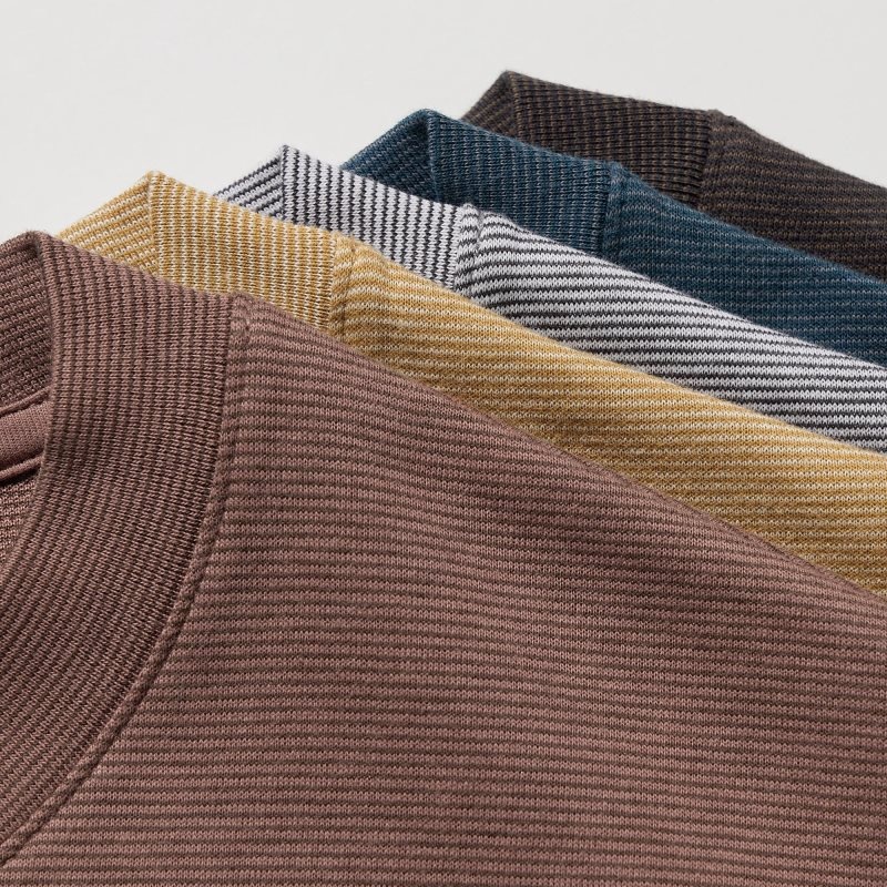 Uniqlo U Airism Cotton Striped Crew Neck Oversized T-shirts Heren Blauw | 689755