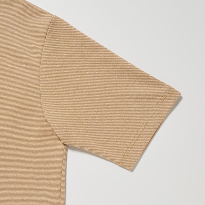 Uniqlo U Airism Cotton Striped Crew Neck Oversized T-shirts Heren Bruin | 7071921