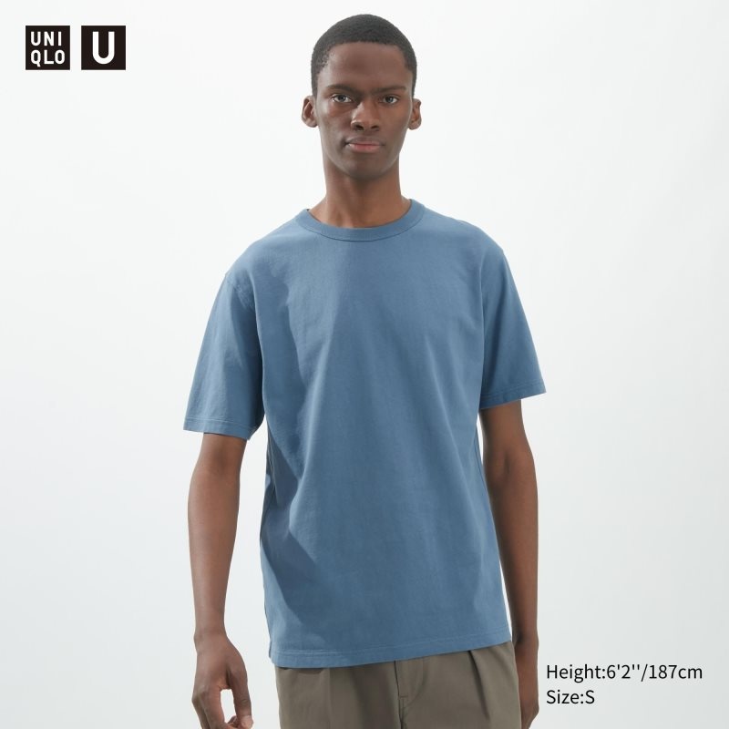 Uniqlo U Crew Neck Short-sleeve T-shirts Heren Blauw | 9037895