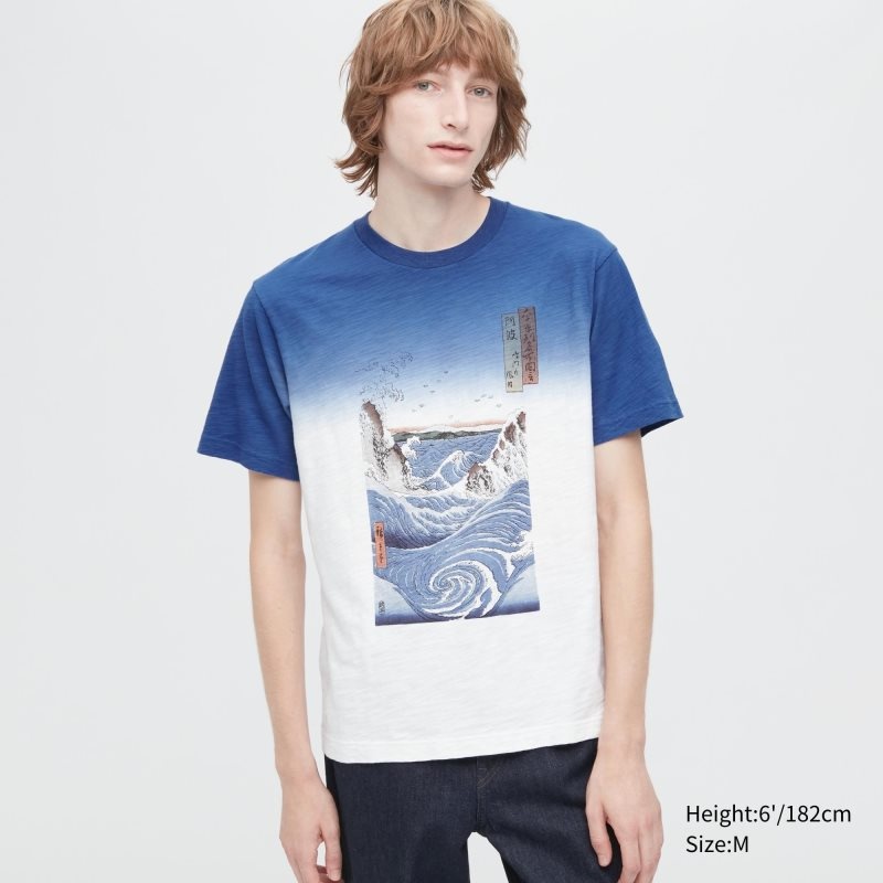 Uniqlo Ukiyo-e Ut Short-sleeve Graphic T-shirts Heren Blauw | 9068234
