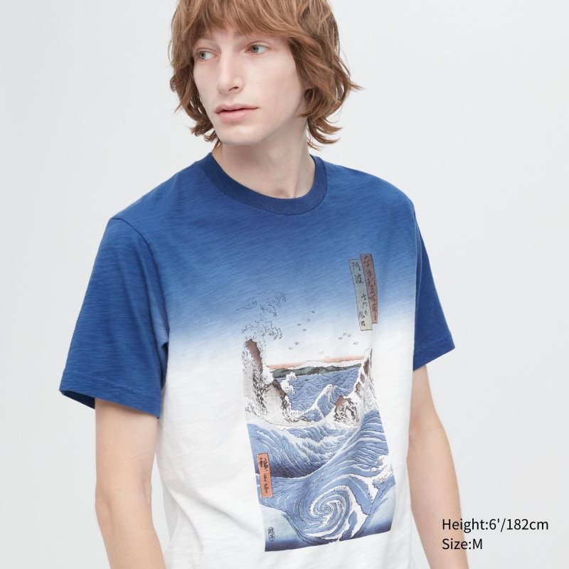 Uniqlo Ukiyo-e Ut Short-sleeve Graphic T-shirts Heren Blauw | 9068234