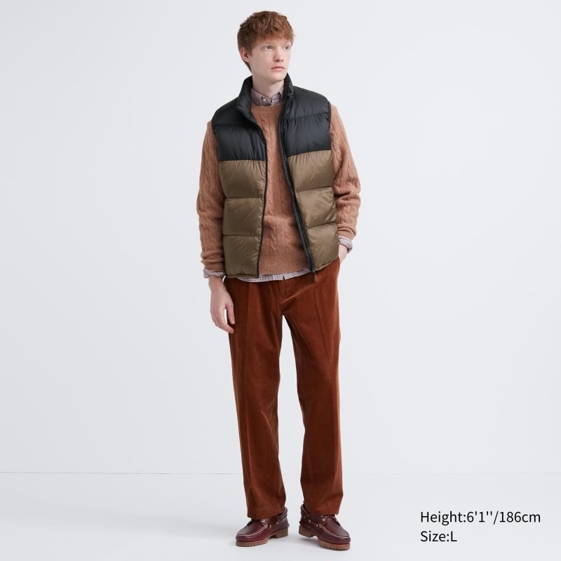 Uniqlo Ultra Light Down Color Block Vest Heren Bruin | 8035259