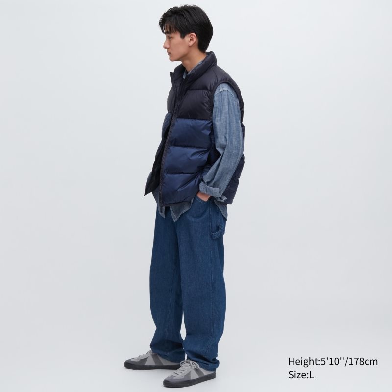 Uniqlo Ultra Light Down Wide Quilt Color Block Vest Heren Bruin | 5378670